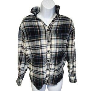 Madewell Women’s Small Green Plaid Flannel Shirt Button Up Long Sleeve EUC